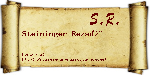Steininger Rezső névjegykártya